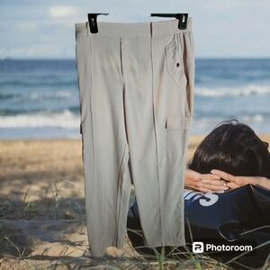 Womens‎ Pull On Cargo Pants Casual Beige Utility Trousers
